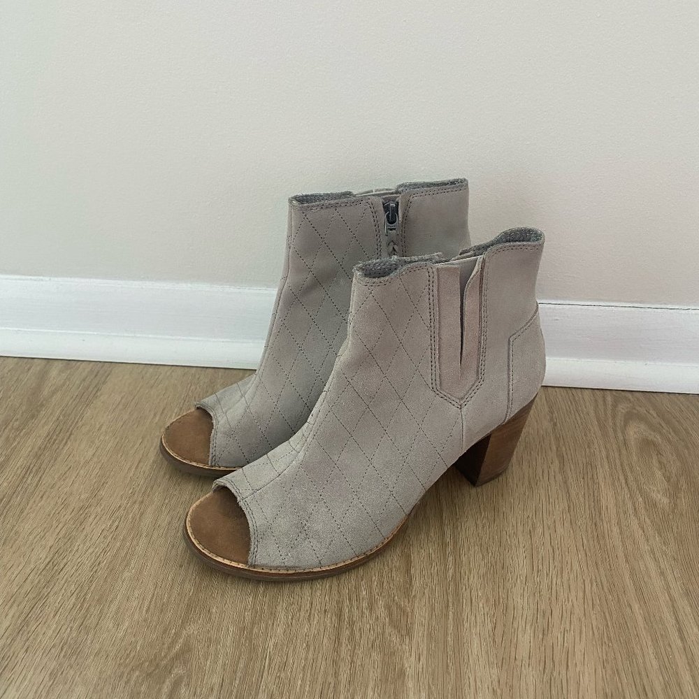 Toms Gray Open- Toe Majorca Booties - Size 8